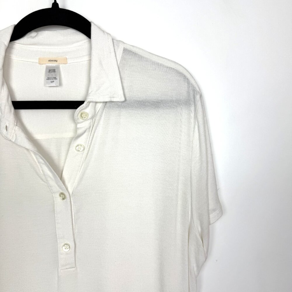 Eberjey Agnes‎ Short Sleeve Boyfriend Top Ivory Size Small - Picture 3 of 9